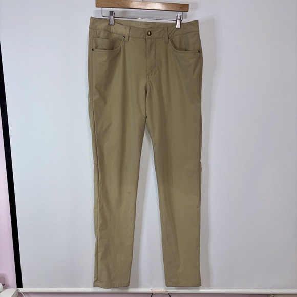 The Unbranded Brand Other - Lululemon Khaki Slim Straight Five Pocket Stretch Pants Men Size 33 Tan Works